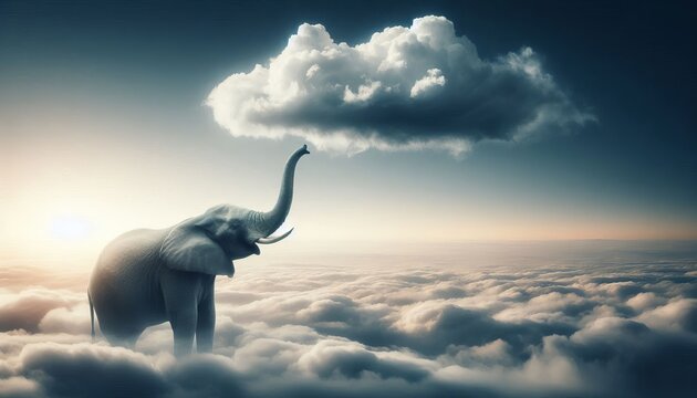 An elephant&rsquo;s trunk reaching for a distant cloud Aspirational