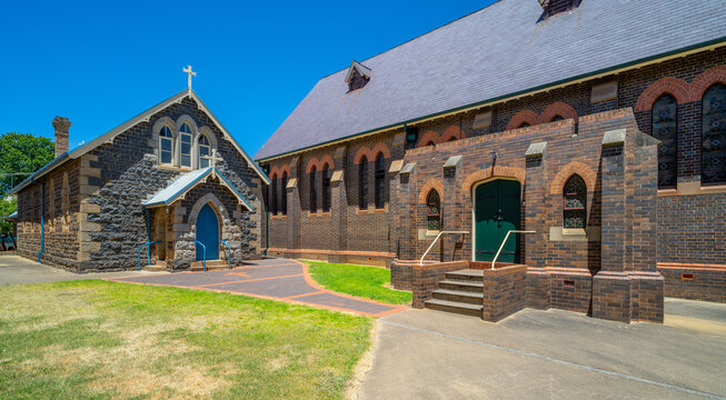 The old and new St Patrick's Catholic Church in Glen Innes, NSW