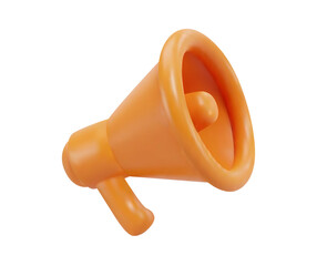 3D render orange megaphone icon to promote a product or campaign for your business design
