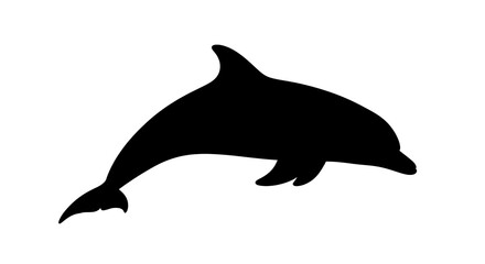 Obraz premium Black silhouette of a dolphin swimming.