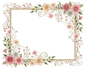 Floral frame with flowers butterflies and leaves decorative spring summer design