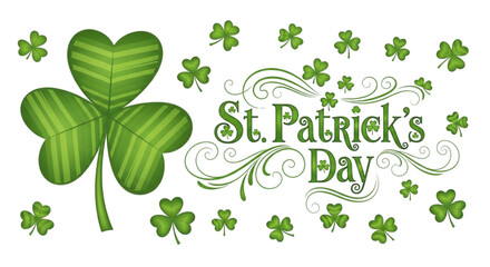 Green St. Patrick's Day Banner with Shamrocks and Festive Text for Holiday Marketing, Social Media, and Celebrations.