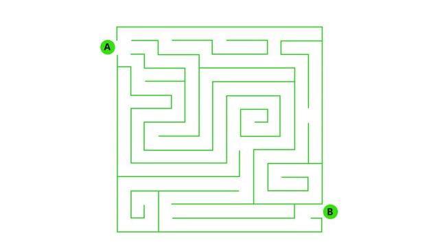 Find right way. kids puzzle game. simple logic game. maze or labyrinth game. find the right path. quiz challenge. success and business solution. Motion graphics of quiz concept