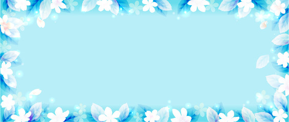 桜と春の花の華やかで上品なベクターイラストフレーム背景