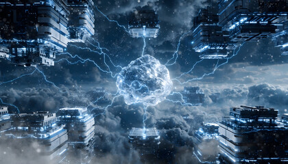 Futuristic Cloud AI Infrastructure Network