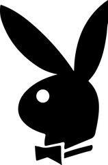 Black rabbit with bow tie mascot logo icon isolated on transparent background