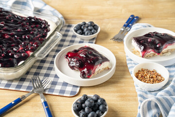 Blueberry dessert. Sweet homemade baked good treat recipe