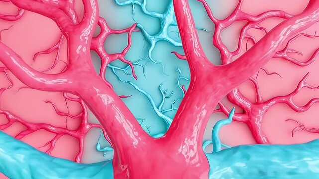 Blood vessel artery vein red blue anatomy circulatory system medical biology network close up structure vascular capillary healthy flow organic texture background connection branch neural network