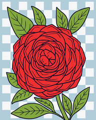 Elegant  flower vector illustration in bold clean outline style with vibrant flat color, isolated on white background. Ideal for romantic designs, wedding branding, greeting cards, and decorative flor