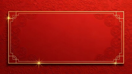 Elegant gold frame on red background for design projects and concepts