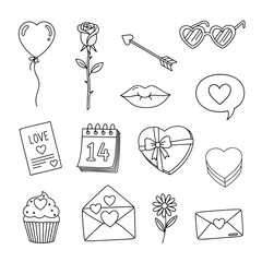 Line Art Set of Valentines Day