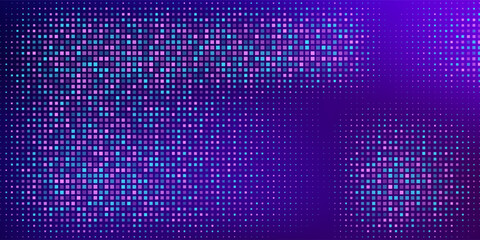 Purple abstract pixel texture bg video screen. Tv pattern background with square noise effect. Futuristic broadcast neon gradient banner for television. Modern vhs led static display element © sholeh