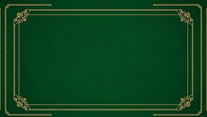 Elegant green backdrop with ornate golden border and decorative corners