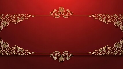 Elegant red and gold background with decorative frame for design