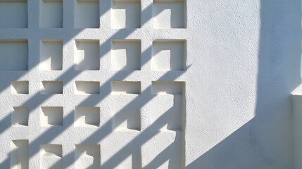 Obraz premium Architectural Rhythmic: A close-up view showcasing the interplay of light and shadow on a modern architectural structure, emphasizing the geometric precision and minimalist aesthetic. 