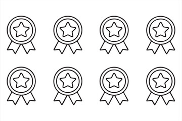 Premium Award Ribbon Line Icons for Branding and Marketing Design