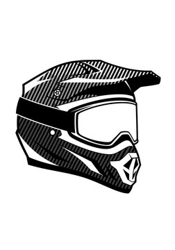 Motocross Helmet with Goggles Vector Illustration.