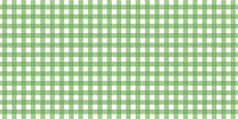 Sage green gingham pattern background. Minimalist seamless checkered texture for aesthetic tablecloth, fabric print, stationery, and summer fashion design. Clean pastel green and white grid wallpaper. © Dunzz