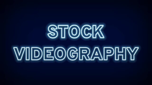 Glowing Blue Neon Sign Text Stock Videography in a Modern Outline Font on a Dark Professional Navy Background