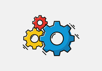 Fototapeta premium Three Interlocking Gears Illustration.