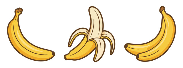 Banana fresh yellow ripe bananas peeled slices and unpeeled fruit natural healthy food © Ayat 03