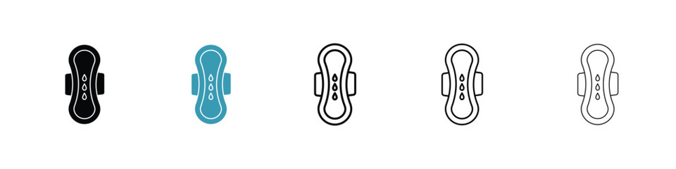Feminine hygiene pad icon in line art style on white background for graphic and web design. © neelam