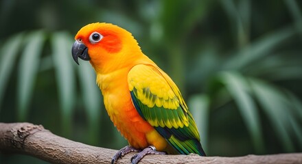 Obraz premium Vibrant sun parakeet perched on a branch