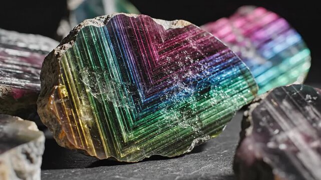 Rainbow Tourmaline Slices Displaying Natural Spectral Colors