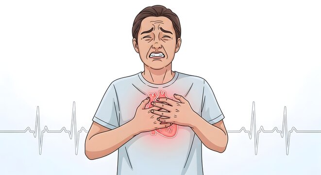 Man experiencing heart pain and discomfort