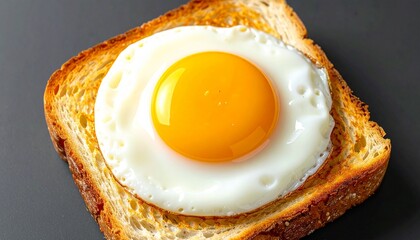 Perfectly Fried Sunny-Side Up Egg on Toasted Bread