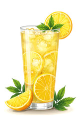 Fototapeta premium glass of lemonade with lemon