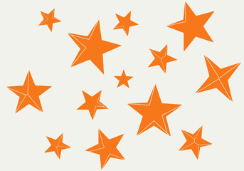 Obraz premium Scattered Orange Stars on a Light Background.