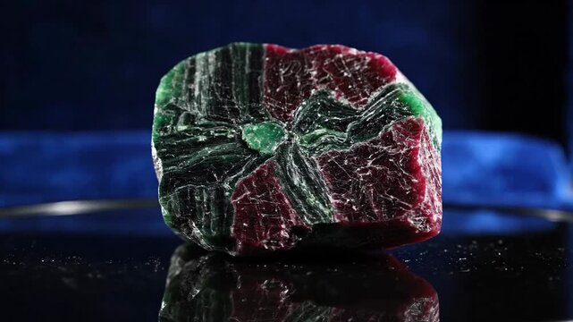 Raw Zoisite Ruby Gemstone with Dramatic Lighting