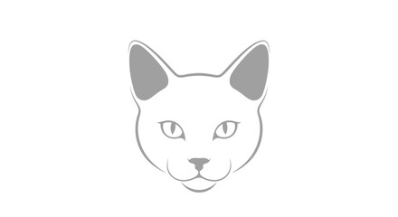 Fototapeta premium Minimalist Outline of a Domestic Cat Head Profile, Simple Pet Animal Drawing, Cute Feline Companion Icon, Isolated White Background.