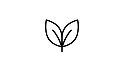 Obraz premium Minimalist Outline of Two Green Leaves, Simple Nature and Organic Product Symbol, Eco-Friendly Design Element, Isolated White Background.