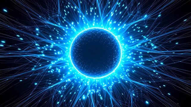 Blue glowing sphere with radiating lines