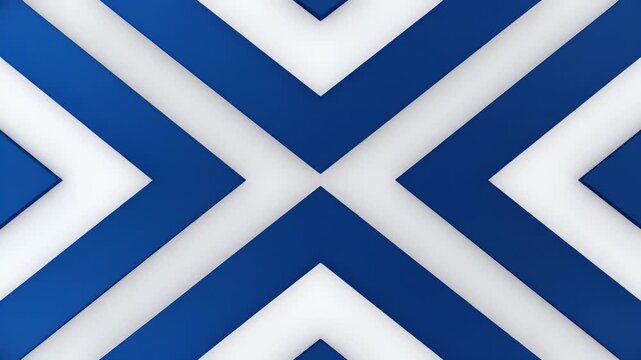 Concentric blue rhombuses overlap and interlace on a white background