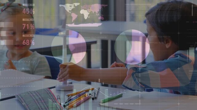 Animation of data processing over diverse schoolchildren learning