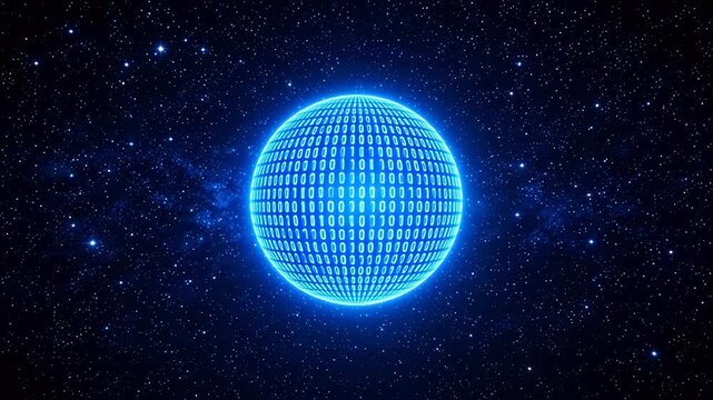 Blue digital sphere in space