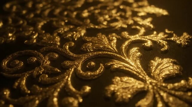 Luxurious Gold Ornate Pattern Closeup View.