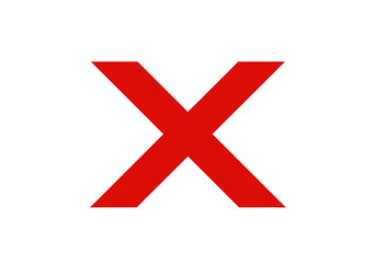 Red cross symbol for delete, cancel, or error, flat vector icon
