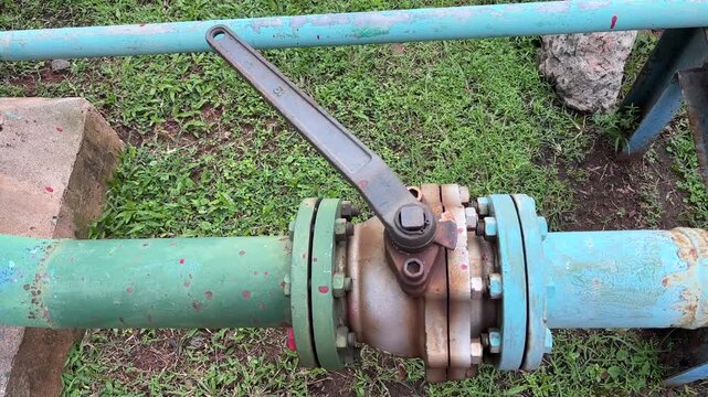 Industrial Pipe Valve Lever Mechanism Control Water Flow Outdoor