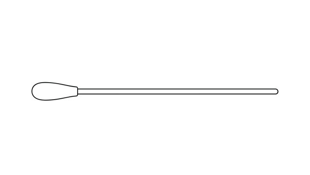 Simple black and white line drawing of a single cotton swab used for hygiene medical cleaning or professional makeup application.