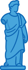 Obraz premium Illustration of a monochromatic blue figure in the classical style, missing an arm