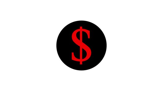 dolar logo icon loopout animation on a black background,with 4k animation.
