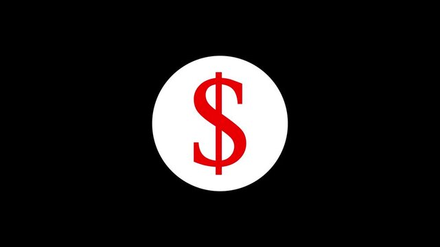 dolar logo icon loopout animation on a black background,with 4k animation.