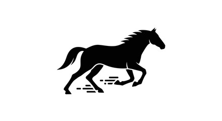 Naklejka premium Black Horse Silhouette Running Freely.