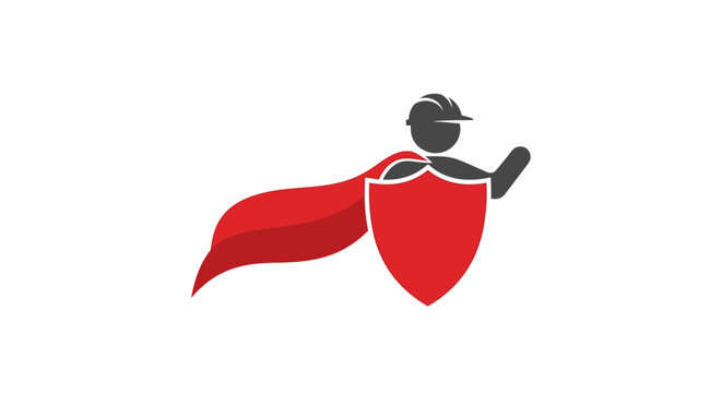 Cartoon Character Wearing Red Cape Shield.