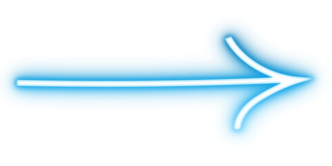 Glowing Blue Right Arrow Neon Icon in PNG Transparent Background, Futuristic Forward Direction Symbol, Electric Gradient Navigation Arrow