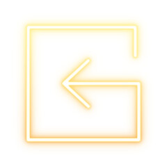 Glowing Yellow Return Arrow Icon in PNG Transparent Background, Neon Back Navigation Symbol, UI Interface Direction Sign